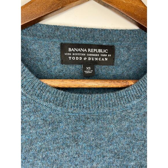 Banana Republic 100% Cashmere Crewneck Sweater Deep Sea Blue Quiet Luxury XS - Picture 2 of 7